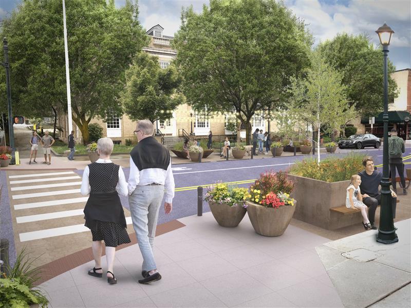 Proposed: Rendering of Downtown's Next Step proposed project changes to Main Avenue looking at the Old Main Post Office