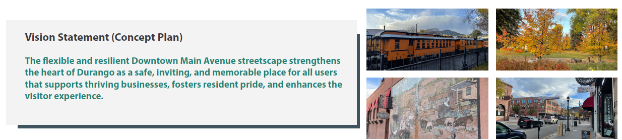 vision statement for project and images of downtown